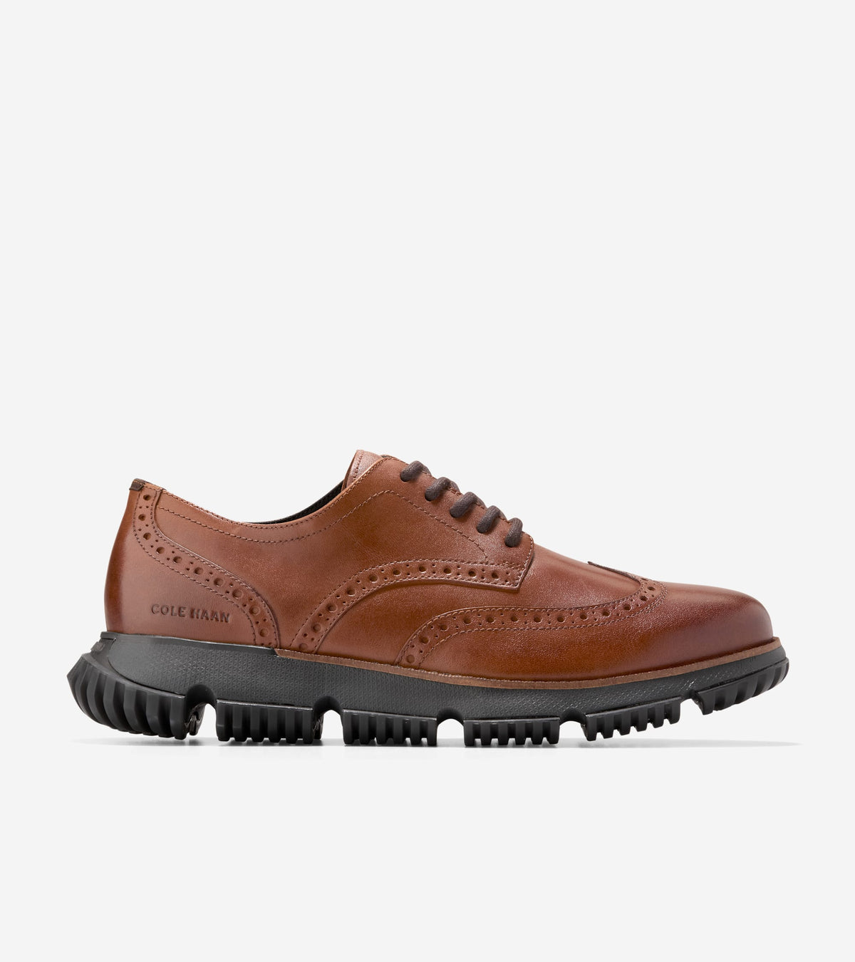 Cole Haan Gray Knit Wingtip Derby Oxfords with Brown Leather Accents Cole Haan ZeroGrand Grand.OS Stitch Gray Wingtip Dress Shoes  main image 2