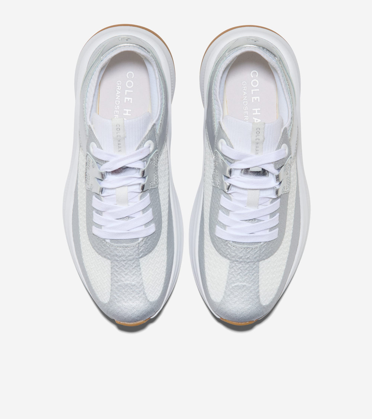 W36275:SILVER METALLIC LTHR / WHITE