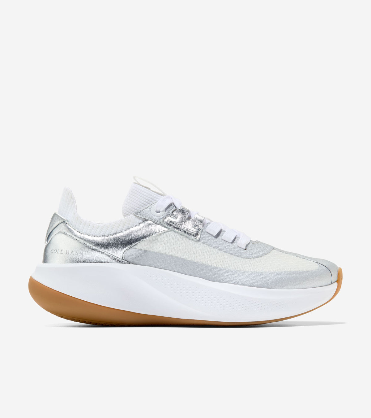 W36275:SILVER METALLIC LTHR / WHITE