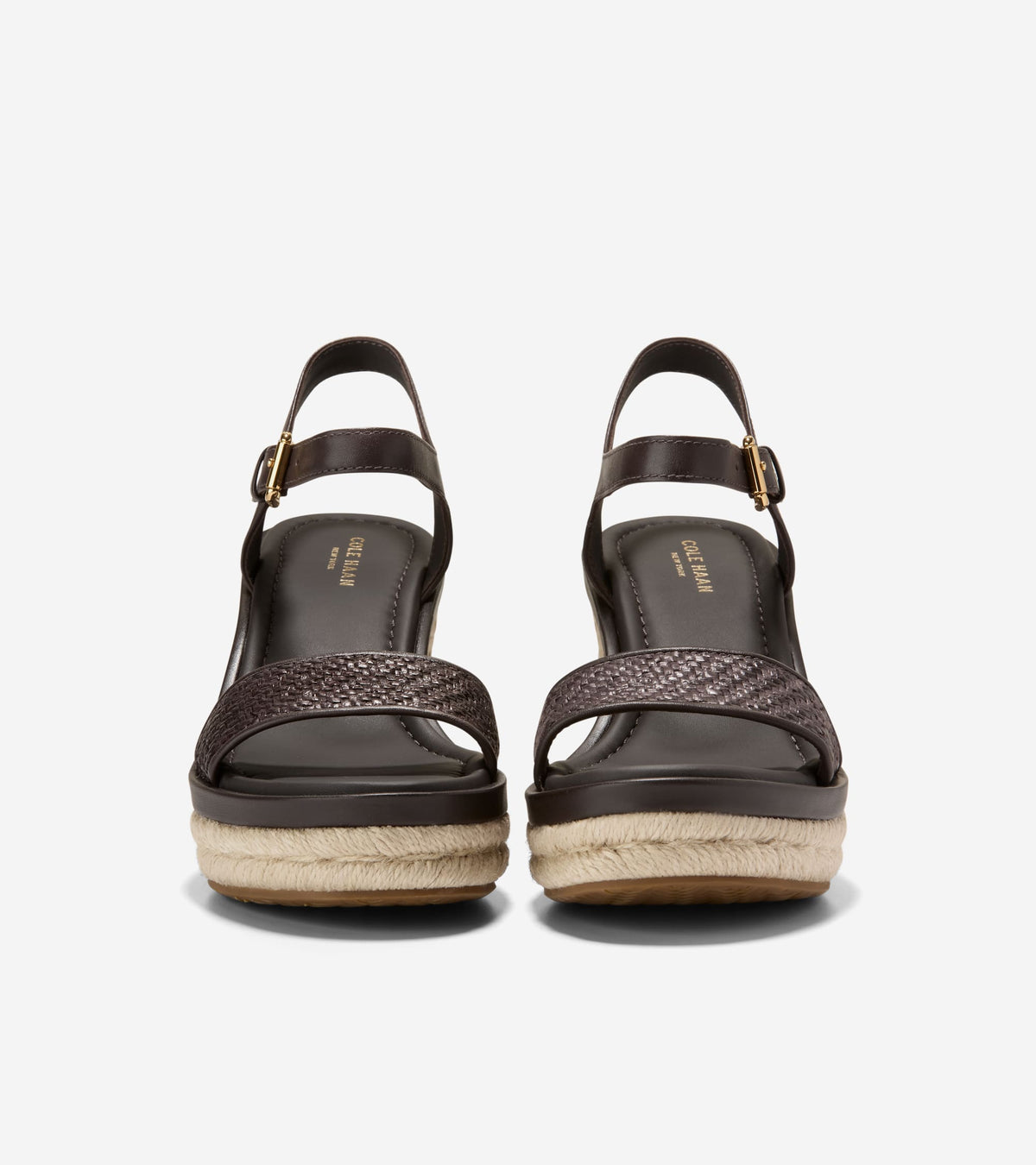 W37832:DK BROWN RAFFIA / CH DK CHOCOLATE LTHR