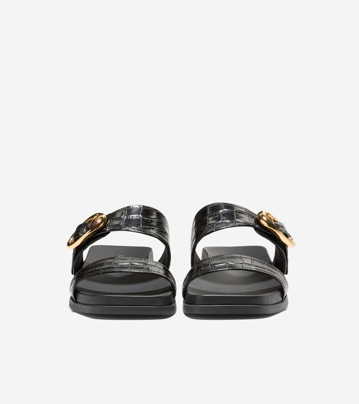 W35351:BLACK CROC PRINT LEATHER